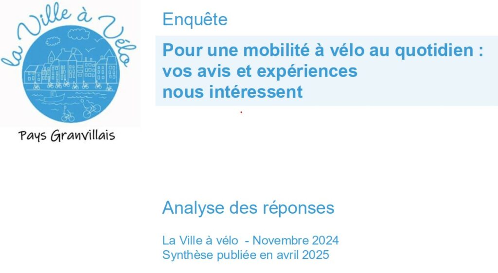 Résultat Enquête Mobilité à vélo pays granvillais