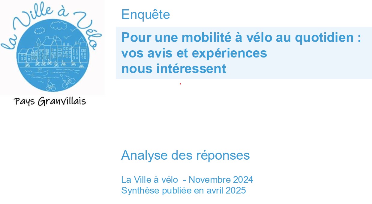 Résultat Enquête Mobilité à vélo pays granvillais